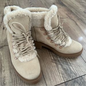 (6.5) A New Day Faux Fur Nude Booties Boots NWOT